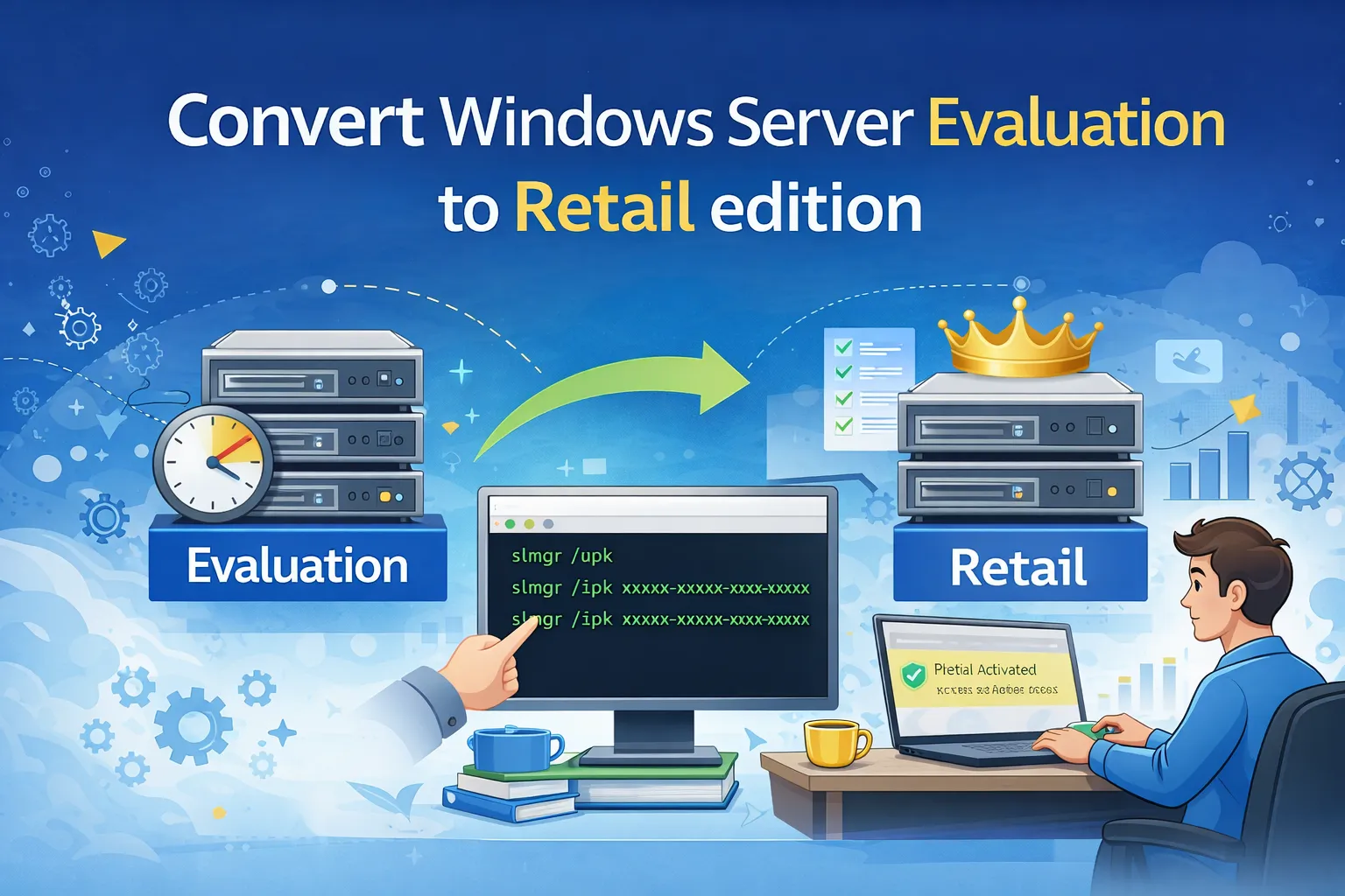 Convert Windows Server Evaluation to the retail edition