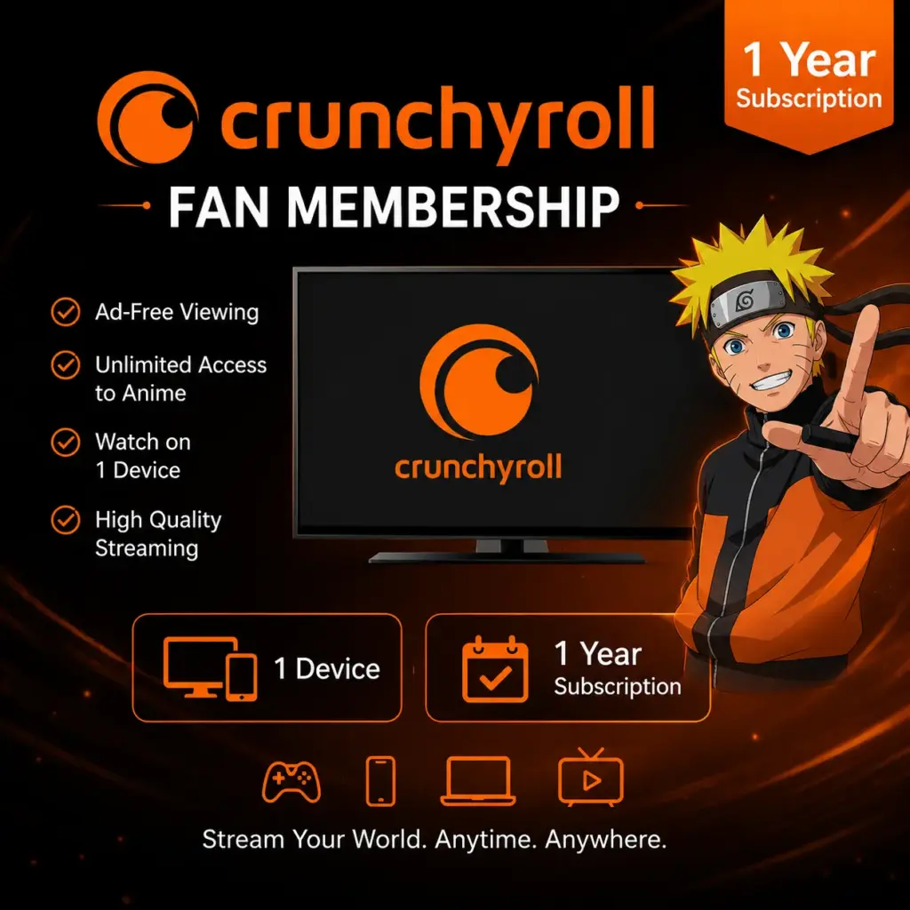 Crunchyroll Fan Membership | 1 Device | 1 Year Subscription