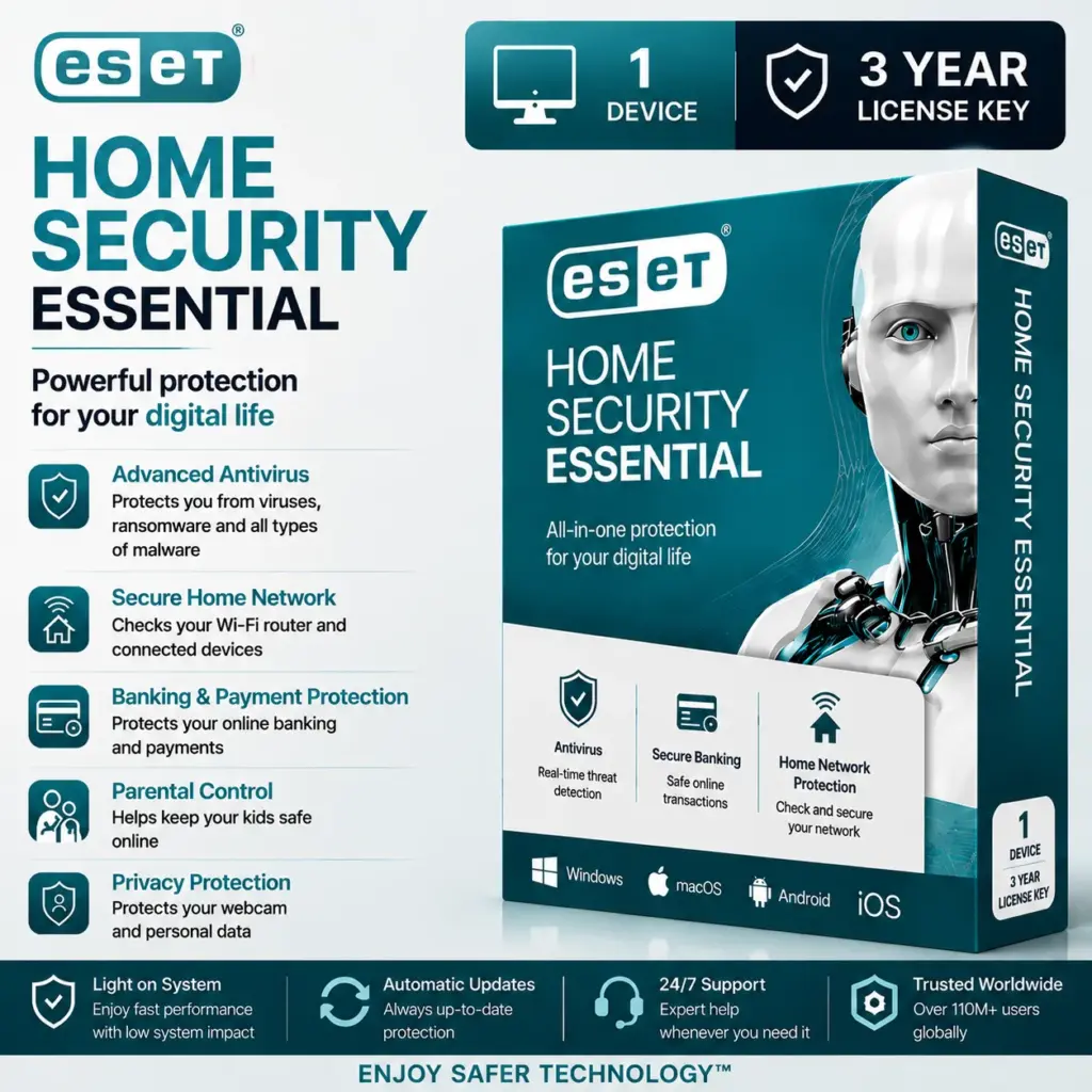 ESET Home Security Essential | 1 Device | 3 Year License Key