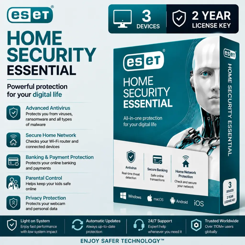 ESET Home Security Essential | 3 Device | 2 Year License Key
