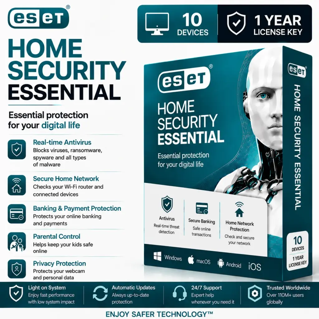 ESET Home Security Essential | 10 Device | 1 Year License Key