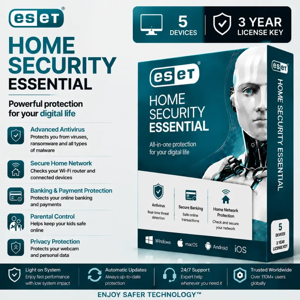 ESET Home Security Essential | 5 Device | 3 Year License Key
