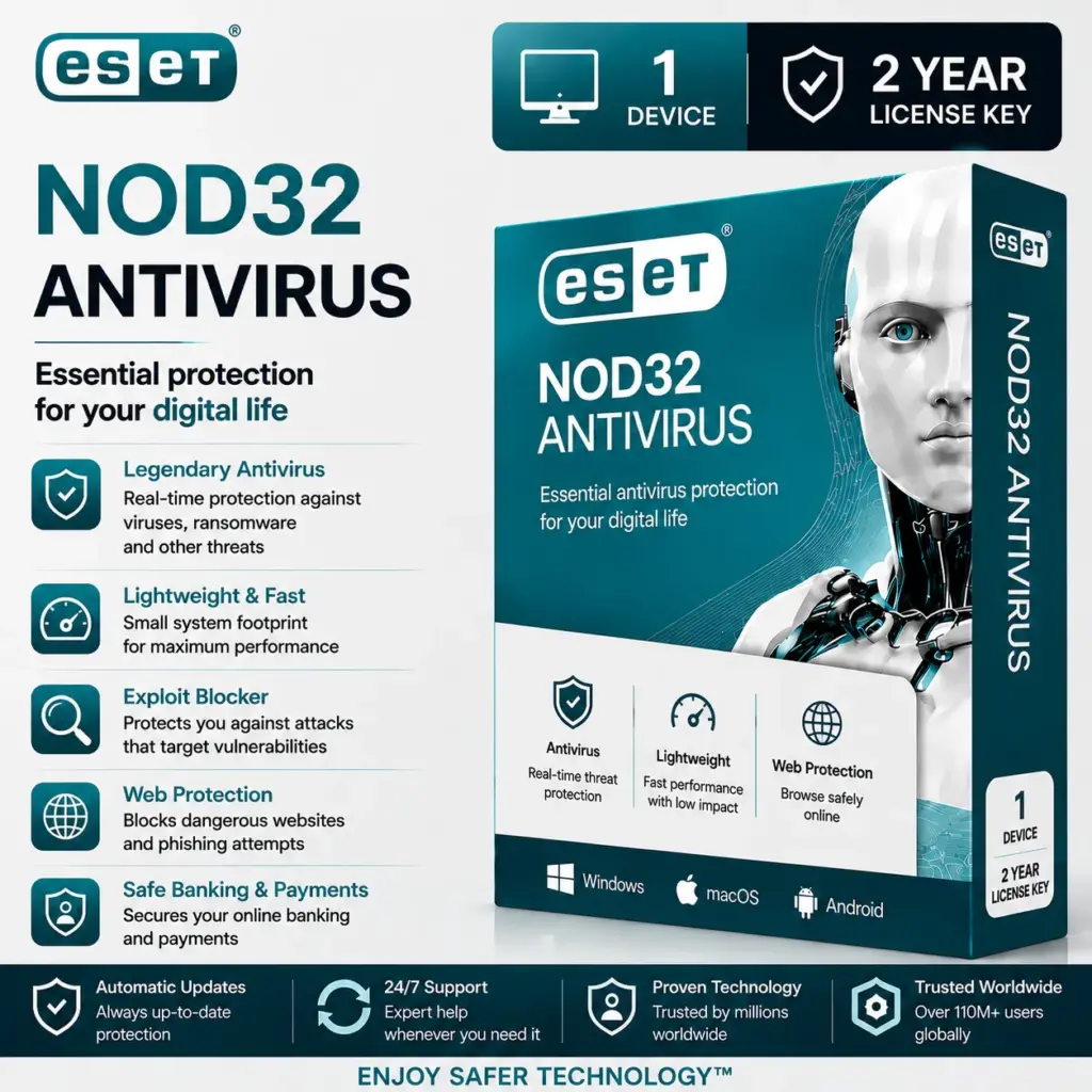 ESET NOD32 Antivirus | 1 Device | 2 Year License Key